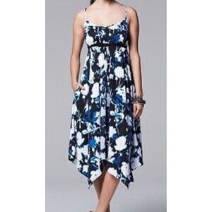 Simply Vera Wang Spaghetti Strap Asymmetrical Floral Dress size Small